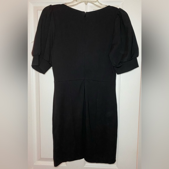 Forever 21 Women’s Black Fitted Mini Dress Puffy Sleeves size Large - Picture 6 of 7